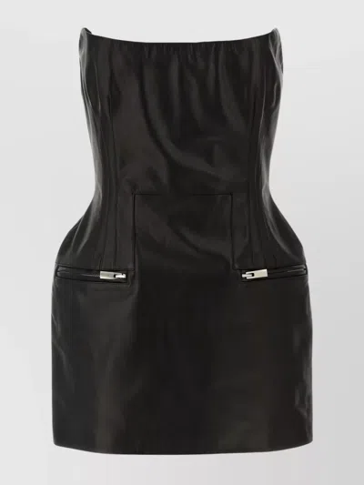 Magda Butrym Strapless Fitted Silhouette Dress With Zipper Accents In Black