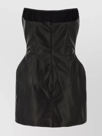 Magda Butrym Strapless Fitted Silhouette Dress With Zipper Accents In Black