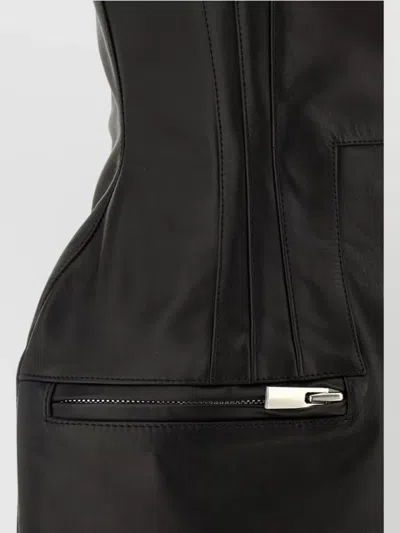 Magda Butrym Strapless Fitted Silhouette Dress With Zipper Accents In Black