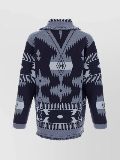 Alanui 'geometric Shawl Collar Cardigan With Fringed Edges'