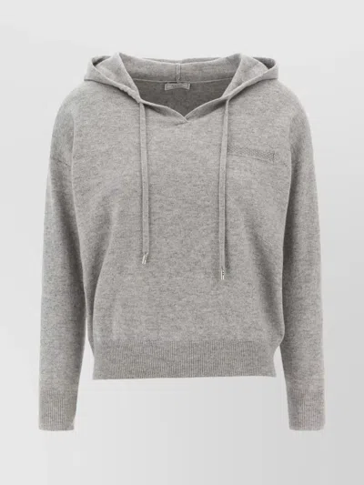 Peserico Grey Punto Luce Hooded Sweater In Gray