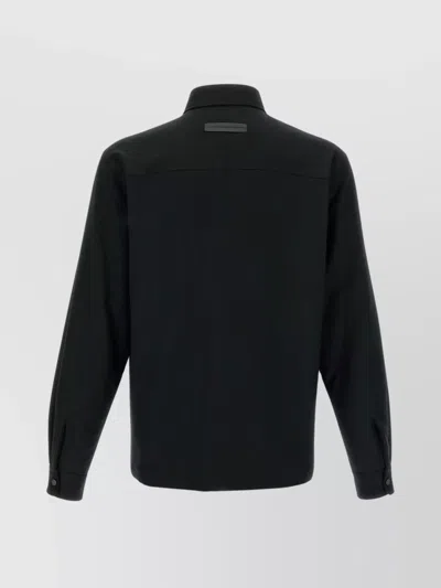 Zegna Padded Techmerino Shirt Jacket In Black