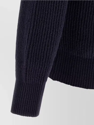Brunello Cucinelli Shawl-collar Ribbed Cotton Cardigan In Blue
