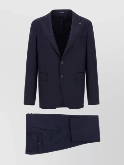 Tagliatore Notch Lapel Single Breasted Suit Dress In Blue