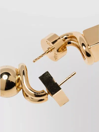 Jacquemus Les Puces Nodo Metallic Earings With Rear Butterfly Closure And Rhinestoned Charm In Brass Woman
