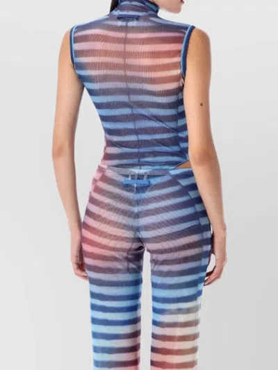 Jean Paul Gaultier Air Stripe Sheer Tulle Top In Multi
