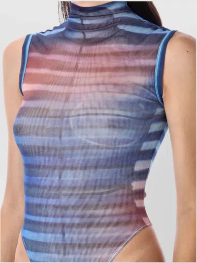 Jean Paul Gaultier Air Stripe Sheer Tulle Top In Multi