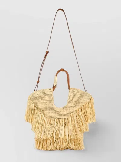 Zimmermann Goldentime Small Fringed Tote In Brown