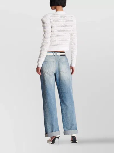 Balmain Tweed Knit Cardigan Featuring Shoulder Pads