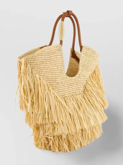 Zimmermann Goldentime Small Fringed Tote In Brown