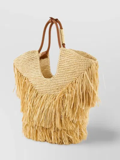 Zimmermann Goldentime Small Fringed Tote In Brown