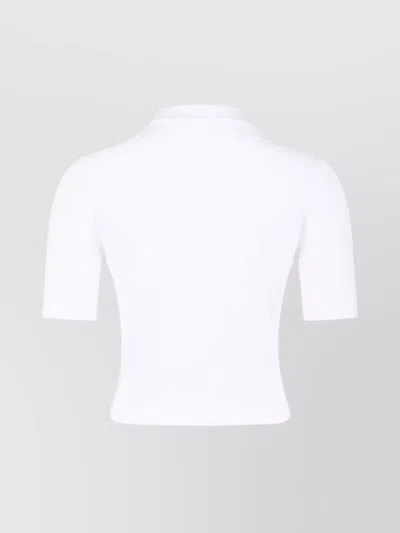 Balmain Crewneck Ribbed Cardigan Short Sleeves In White