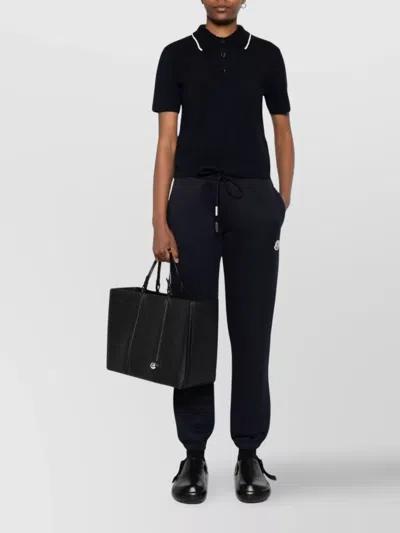 Moncler Blue Cotton Jogging Pants In Blue