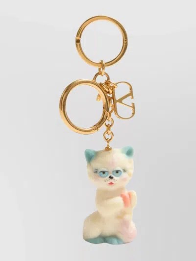 Valentino House Cat Design Keyring With Gold-tone Hardware
