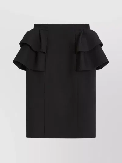 Valentino Black Skirt With Ruffles On The Sides Women