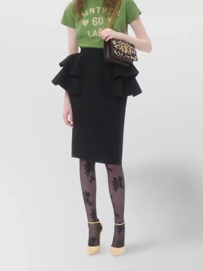 Valentino Black Skirt With Ruffles On The Sides Women