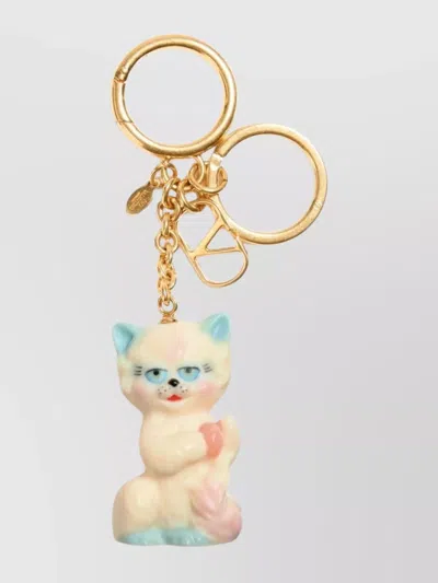 Valentino House Cat Design Keyring With Gold-tone Hardware