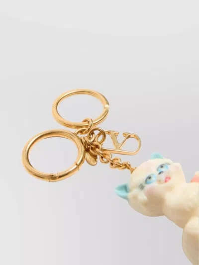Valentino House Cat Design Keyring With Gold-tone Hardware