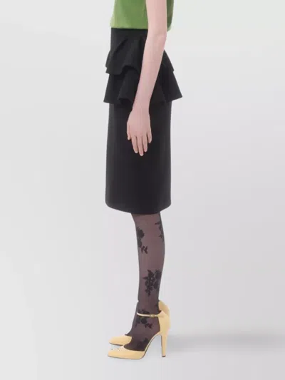 Valentino Black Skirt With Ruffles On The Sides Women