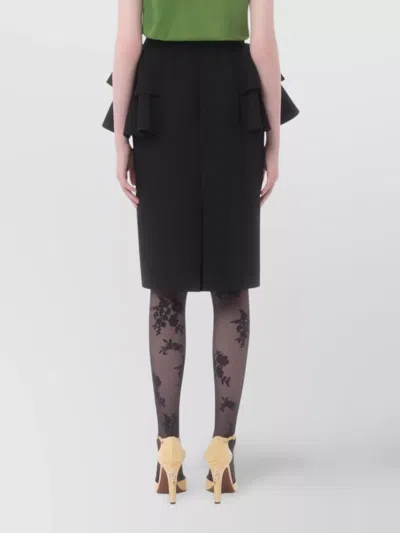 Valentino Black Skirt With Ruffles On The Sides Women