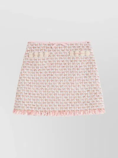 Valentino Tweed Skirt With Embellished Fringe Hem