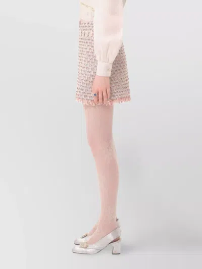 Valentino Tweed Skirt With Embellished Fringe Hem