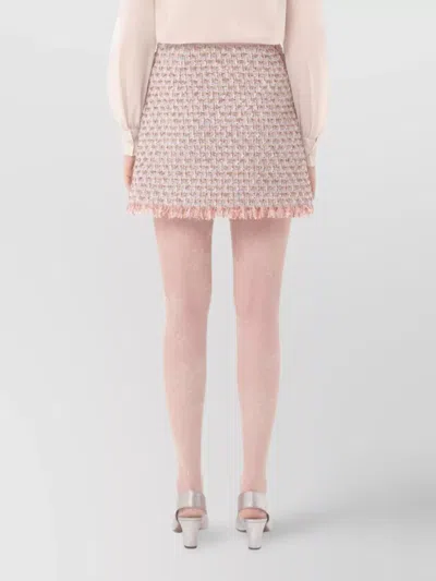 Valentino Tweed Skirt With Embellished Fringe Hem