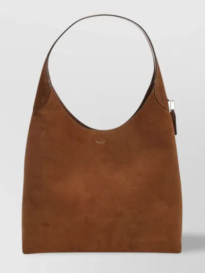 Coach Suede Leather Hobo Bag With Single Handle