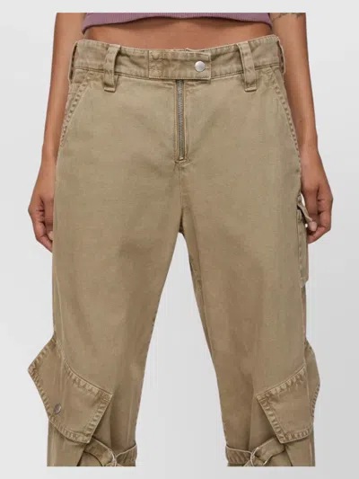 Acne Studios Wide Leg Denim Cotton Jeans With Cargo Pockets In Brown