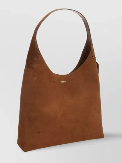 Coach Suede Leather Hobo Bag With Single Handle
