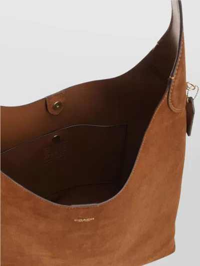 Coach Suede Leather Hobo Bag With Single Handle