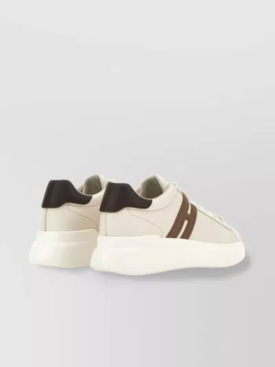 Hogan Leather Sneakers With Round Toe And Rubber Sole In White