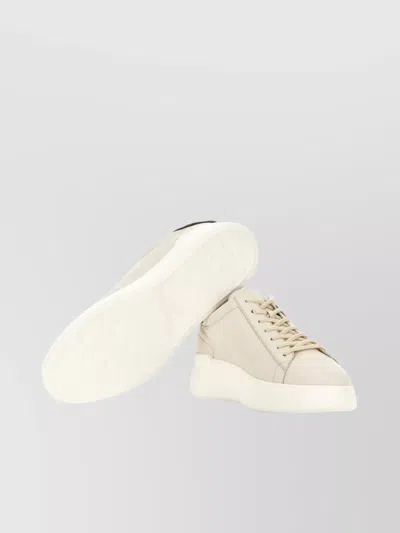 Hogan Leather Sneakers With Round Toe And Rubber Sole In White