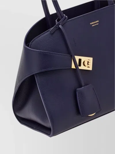 Ferragamo Women Hug Small Leahter Tote Bag In Blue