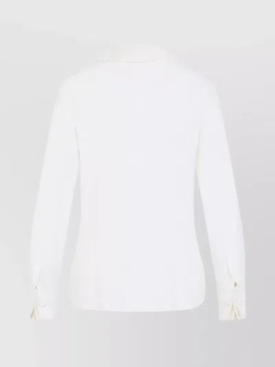Celine Silk Blend Shirt With Black Bow In White