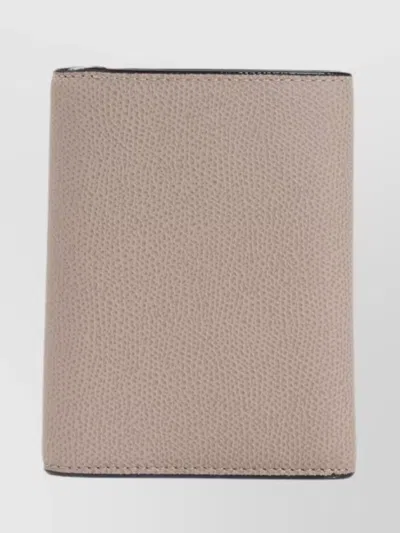 Valextra Leather Textured Wallet Gold Hardware In Neutral