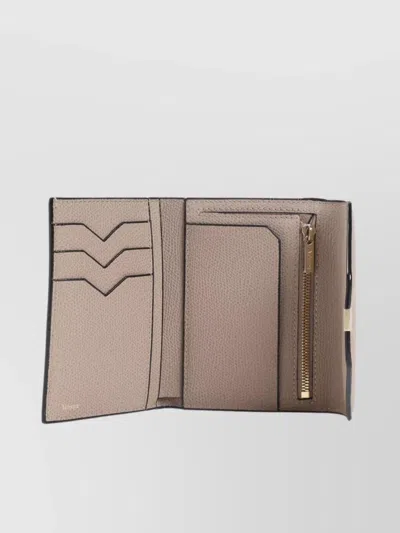 Valextra Leather Textured Wallet Gold Hardware In Neutral