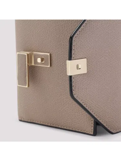 Valextra Leather Textured Wallet Gold Hardware In Neutral