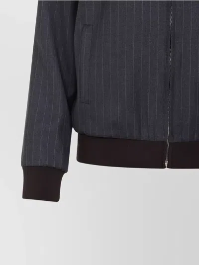 Miu Miu Wool Pinstripe Jacket Side Pockets In Gray