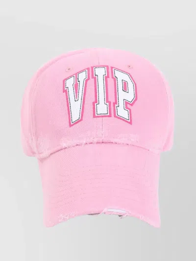 Balenciaga Distressed Cotton Visor Hat With Curved Brim