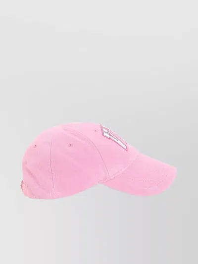 Balenciaga Distressed Cotton Visor Hat With Curved Brim