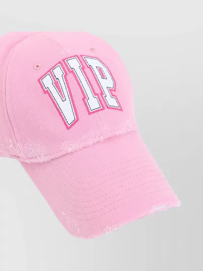Balenciaga Distressed Cotton Visor Hat With Curved Brim