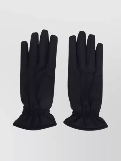 Brioni Cashmere Blend Gloves Elastic Cuffs In Black