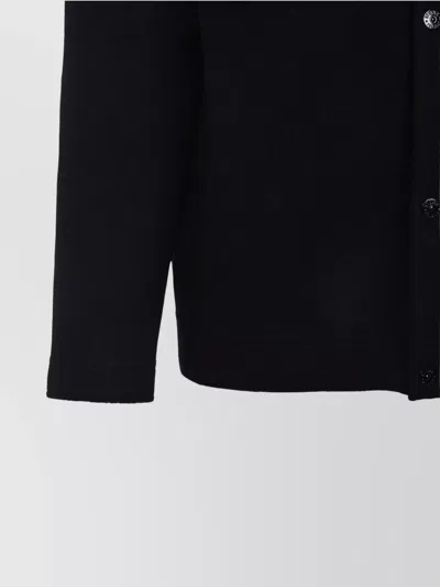 Stone Island Textured Knit Sweater With Button-up Front In Black