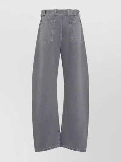 Lemaire Grey Twisted Belted Cotton Jeans In Gray