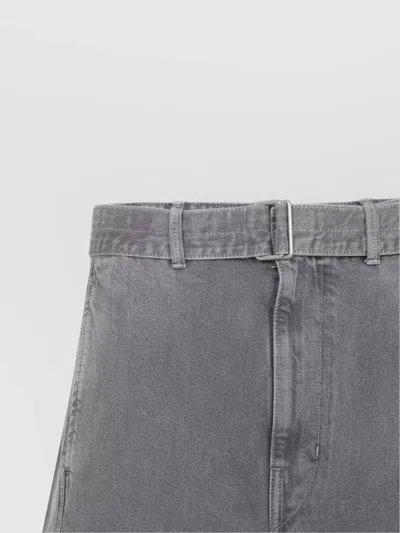 Lemaire Grey Twisted Belted Cotton Jeans In Gray