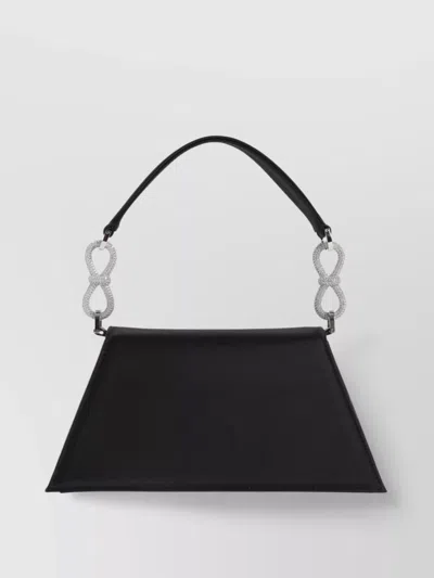 Mach&mach Samantha Medium Double Bow Patent Top-handle Bag In Black