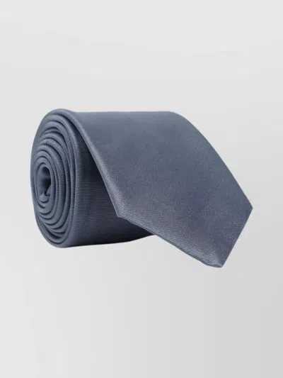 Giorgio Armani Rolled Silk Tie Smooth Texture In Blue