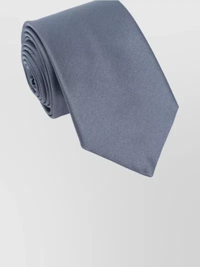 Giorgio Armani Rolled Silk Tie Smooth Texture In Blue