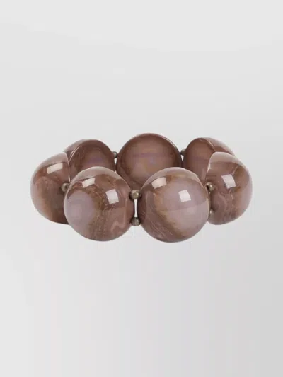 Giorgio Armani Beaded Polyester Elasticated Bracelet Half Sphere In Brown